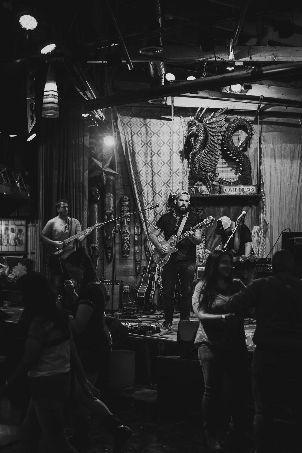 Musicians performing together in a band